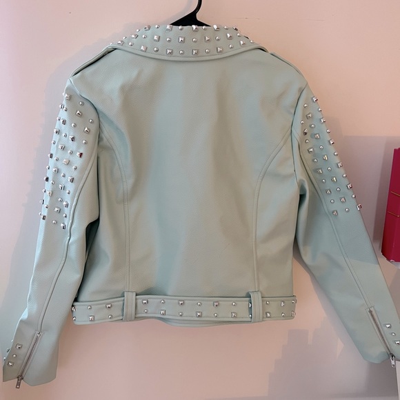 Mint green studded moto jacket - Picture 2 of 2